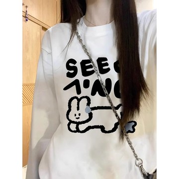【🍒櫻桃高品質】大尺碼上衣 大碼早秋新款純棉寬松純色內搭長袖T恤上衣