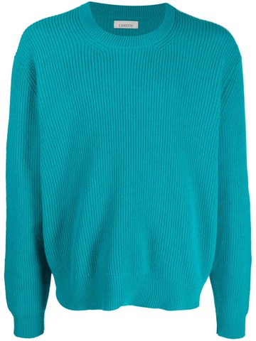 Laneus - cew-neck ribbed-knit jumper - men - Cashmere/Wool - 50 - Blue