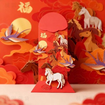 隔日達 馬年大吉🚚馬年紅包2026年新款3D立體創意摺疊新年利是封包過年給小孩壓歲包