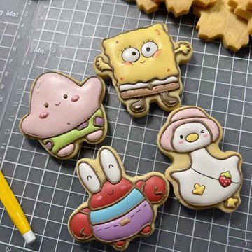 六一餅干模具海綿寶寶派大星蟹老板糖霜餅干壓模卡通烘焙工具翻糖