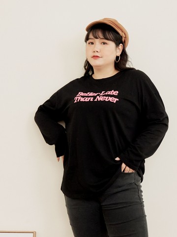 純棉雙面發泡印花長袖長版上衣