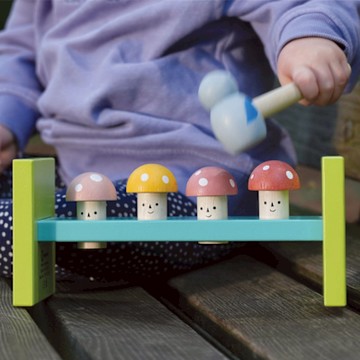 【美國 Mentari】森林蘑菇敲敲樂(木製玩具/蒙特梭利)