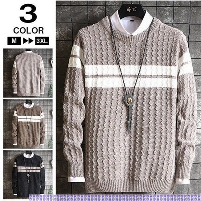 ニットセーター メンズ ニット メンズセーター ボーダー柄 長袖ニット 秋冬 トップス 暖かい メンズファッション 通販 Lineポイント最大get Lineショッピング