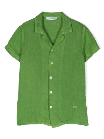 Paolo Pecora Kids - camp-collar linen shirt - kids - Linen/Flax - 8 yrs - Green