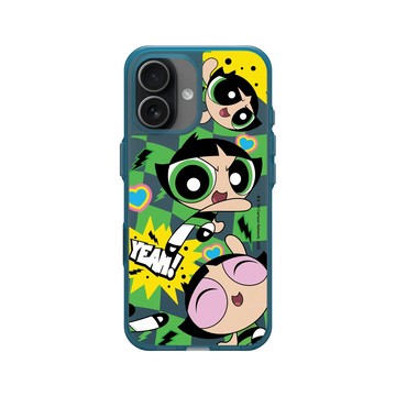 iPhone 17 Clear (相機按鈕) 夜幕藍 - The Powerpuff Girls 飛天小女警 - 毛毛 - 可愛格紋款