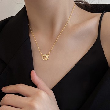 s925純銀鏤空星球鋯石吊墜項鏈氣質簡約小眾設計感百搭鎖骨鏈配飾