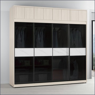 8尺被櫥式鋁框推門衣櫥黑玻璃(衣櫥+被櫃) 收納衣櫃 滑門衣櫥 【149B109912】Leader傢居館149-A209+A209+A211+A211