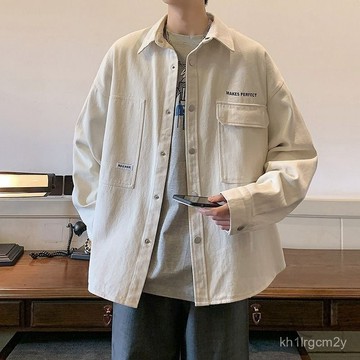 E🎉限時🎉男士襯衫夾克春季高品質青少年新款工裝開衫外套日係休閒港風春裝 8WFI