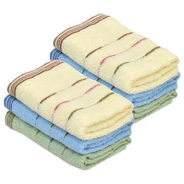 GRACE 格蕾絲 純棉洗臉毛巾 小橫條紋款 顏色隨機 柔軟吸水 親膚舒適 70x33cm  6條