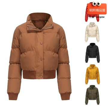 【高領短款】棉服女 麵包服 短款棉衣 秋冬外套 女裝棉服 寬鬆休閒 保暖加厚 立領設計 韓版百搭 秋冬日常穿搭