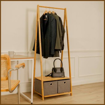 IKLOO_竹製A字型收納掛衣架/吊衣架