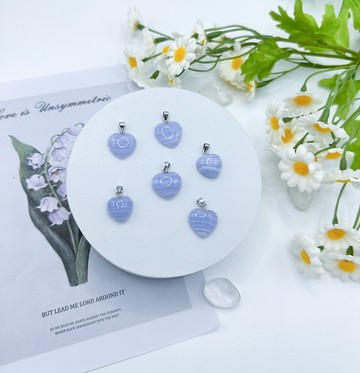 寶寶藍 | 藍紋瑪瑙 | 愛心吊墜x禮物x天然寶石 |  氣質