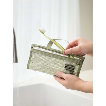 韓國full簡約手提便攜網眼洗漱包旅行牙刷牙膏收納袋眉筆小化妝包