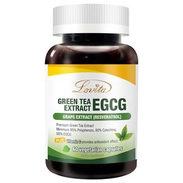 Lovita 綠茶兒茶素複方素食膠囊 含葡萄萃取物(白藜蘆醇)  48g  1罐  60顆