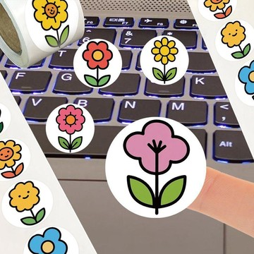 🥇可開統編💎2000枚可愛花朵簡筆畫卷卷貼少女心花卉創意裝飾桌面手機DIY貼紙標籤貼紙 封口 貼紙 信封貼紙 包裝貼