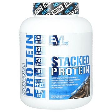 EVLution Nutrition, Stacked Protein，雙重濃郁巧克力味，5 磅（2.268 千克）