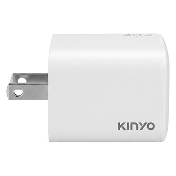 Kinyo 氮化鎵雙孔充電器 40W  白色  1個