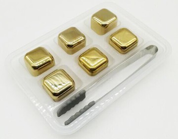 (金色6粒+銀色 6粒) 304不鏽鋼冰磚威士忌冰塊 急速冰凍 不融化 不稀釋 紅酒 白酒 調酒 保冰 食用級不鏽鋼冰塊 冰石 冰酒石 環保冰塊