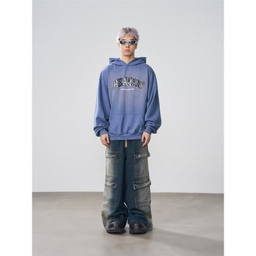 harshandcruel街頭感洗水涂鴉修改刺繡印花寬松休閑連帽衛衣