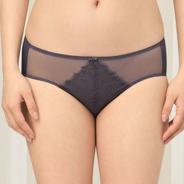 黛安芬- Sculpt Leaf 花葉立體美型中腰三角褲 M-EL 墨黑｜74R7019 7C