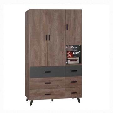 AS DESIGN 雅司家具-凱瑟灰橡色4尺衣櫥-117*53.5*203cm