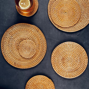 藤編杯墊茶道茶具耐熱茶墊紫砂壺托墊廚房餐桌防燙鍋墊防滑隔熱墊