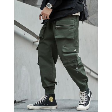 秋冬款重工洗水棉工裝褲ins潮牌長褲高街機能風休閑多口袋束腳褲