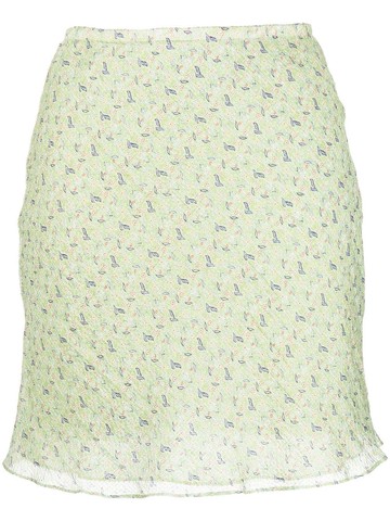 MANURI - graphic-print silk skirt - women - Silk - S - Green
