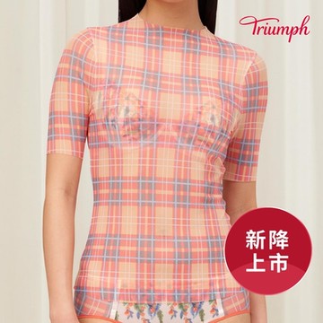 黛安芬-設計師聯名系列 Triumph x Shuting 限量 短衫上衣 M號 格紋橘