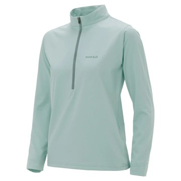 ├登山樂┤日本 mont-bell WIC. UV-Tect L/S Zip Shirt 女長袖半門襟襯衫 淺藍 # 1114933LBL