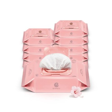 韓國 Enblanc 銀離子抗菌輕柔有蓋純水濕紙巾-木槿花72抽10包 箱購