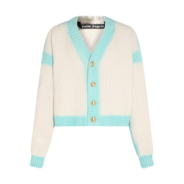 Palm Angels - White And Light Blue Cotton Blend Cardigan