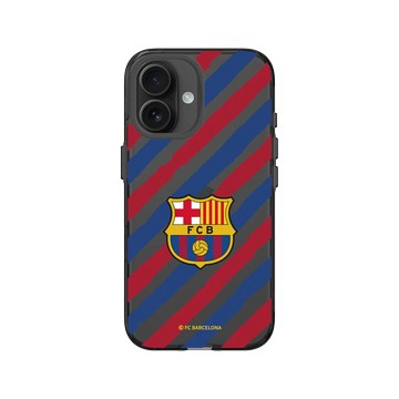 iPhone 16 Clear (相機按鈕) 酷墨灰 - FC Barcelona - Logo - Striped Background
