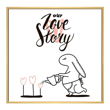 Boluo 菠蘿選畫所 掛畫 Bunny love Our story  40 x 40cm  木色