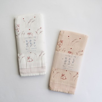 日本 kontex 100%純棉多功能日本棉紗長巾 (兔子粉/兔子白) - 兔子粉