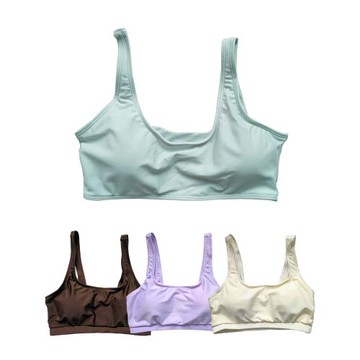 泳衣女單件背心文胸吊帶露背跑步瑜伽舞蹈運動咖啡米蛋青白淺紫色