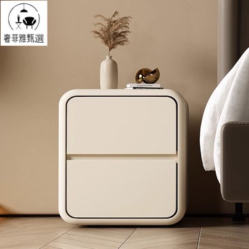 附發票 小型臥室簡易圓形實木兒童床邊小櫃  子極簡迷你小戶型奶油風床頭櫃