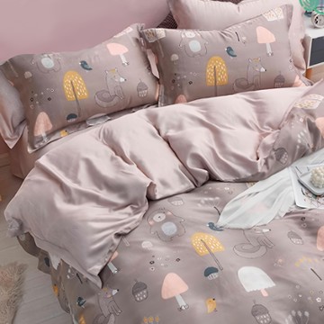 LoveCity 寢城之戀 台灣製 50支100%萊賽爾天絲 床包枕套組  床包 + 枕套2個  雙人5尺  狐狸的夏天