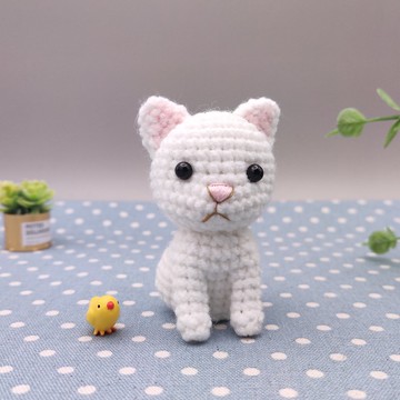 【現貨】 小小一隻 白貓 純手工 鉤針編織娃娃