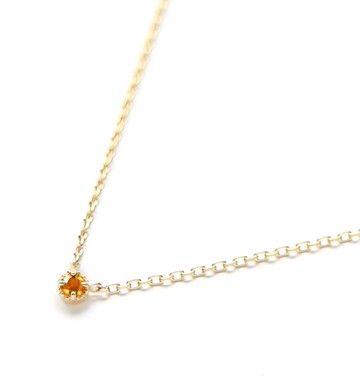 11月誕生石 K10 黃水晶單鑽項鍊 ~Petela~ (可選K18)