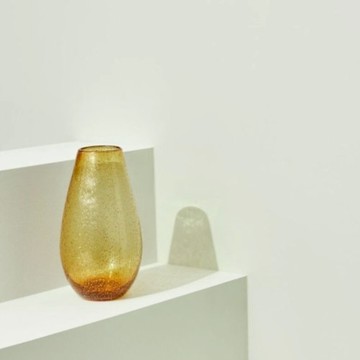 【Hübsch】琥珀色特殊閃閃玻璃花瓶 花器 插花七夕禮