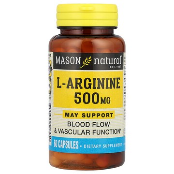 Mason Natural, L-精氨酸，500 毫克，60 粒膠囊