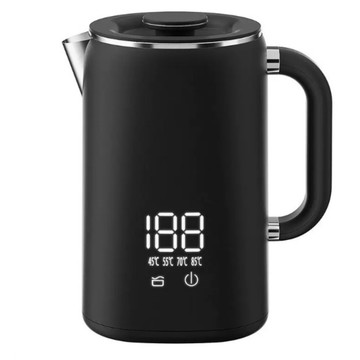 便利生活小物 110V燒水壺 黑色數位恆溫電熱水壺  1000W加熱 304一體無縫內膽 家用辦公室多人泡茶防乾燒恆溫燒水壺
