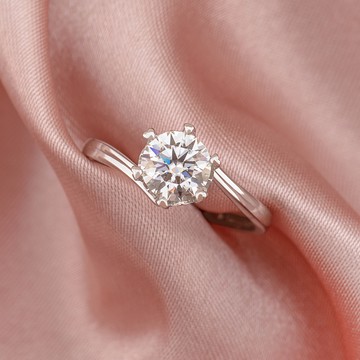 [925純銀]MARIGOLD命中註定6爪莫桑鑽戒指【KMD206】-銀