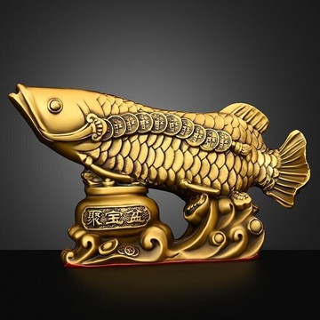 【現貨】銅魚擺件銅聚寶盆魚金龍魚富貴有魚客廳櫃桌面辦公室裝禮品新品熱賣