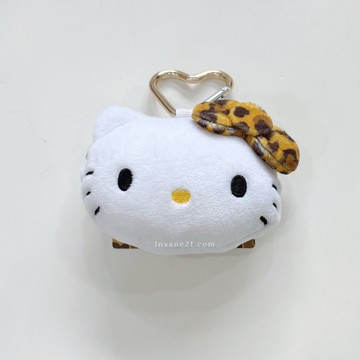 SANRIO 三麗鷗 凱蒂貓 大頭零錢包 豹紋蝴蝶結 愛心釦 絨毛玩具 HELLO KITTY 日本代購/現+預