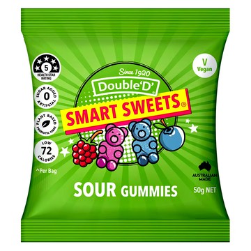 Double'D 無糖軟糖 酸酸糖風味 50g 澳洲製造 無麩質 無蔗糖 高纖維  1包