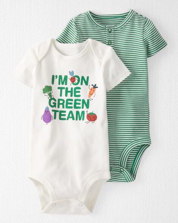 2-Pack Organic Cotton Green Team Bodysuits