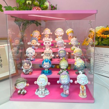 擺件盒 展示盒 防塵罩 免運 泡泡瑪特萌物少女粉手辦盲盒收納展示亞克力防塵帶燈透明潮玩防塵