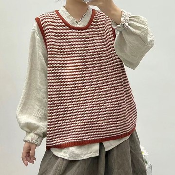 百搭條紋針織背心122464C